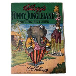 1909 W K Kellogg Funny Jungleland Moving Picture Book Flip Pages Elephant Animal
